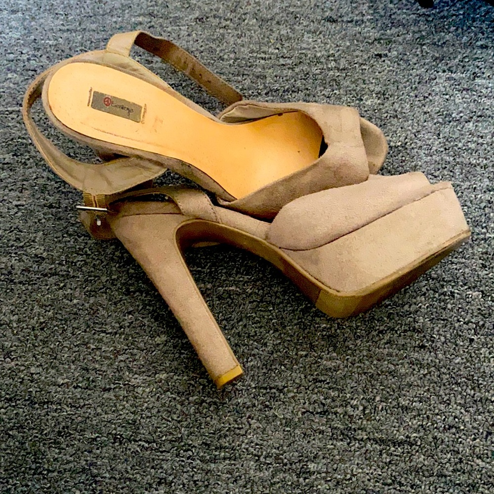Tan platform heels